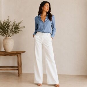 Express Editor Wide-leg Stretch Twill Pants 12L White Casual Office Tall